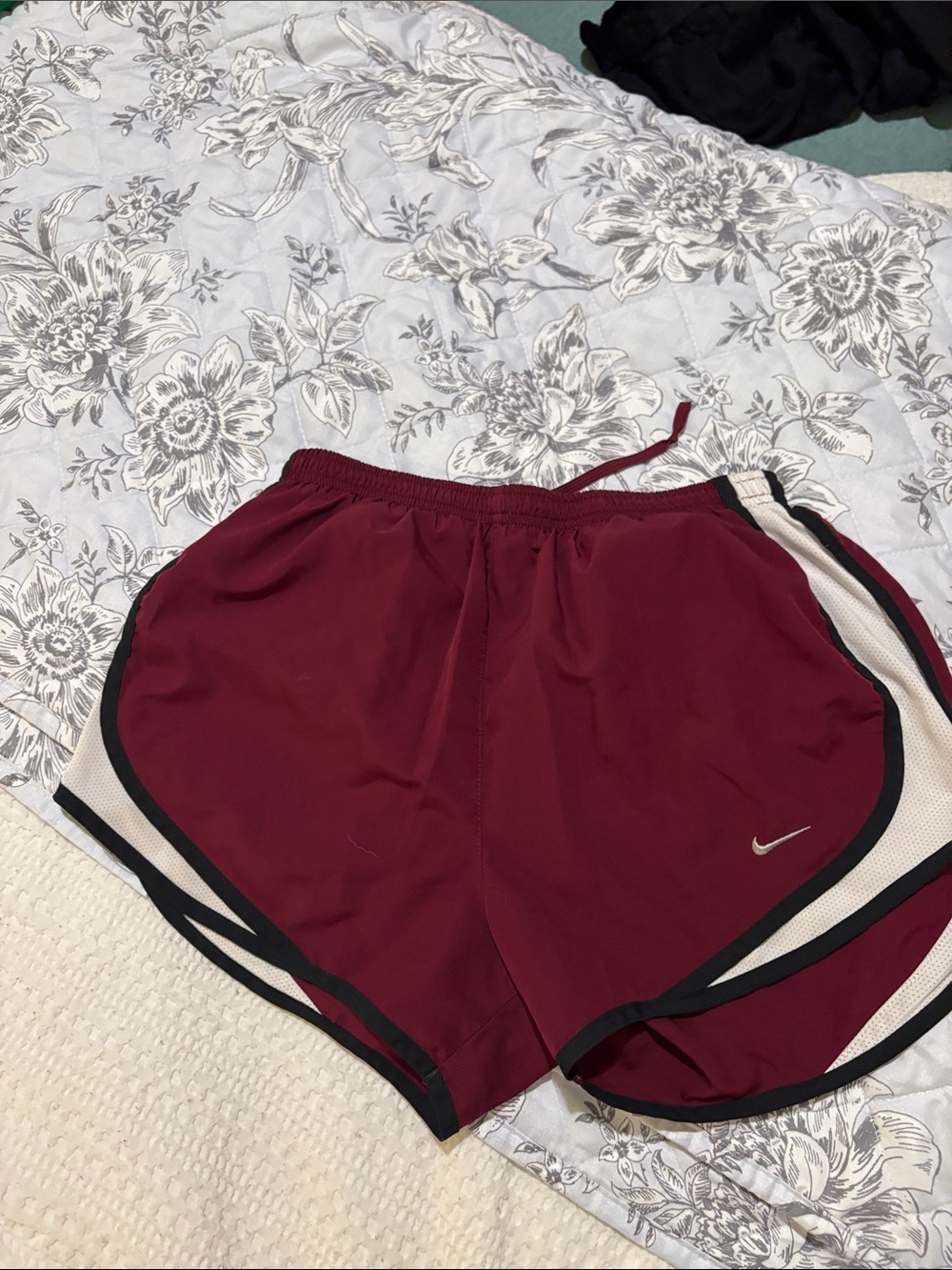 Nike Women's Burgundy Athletic Shorts with Contrast Trim